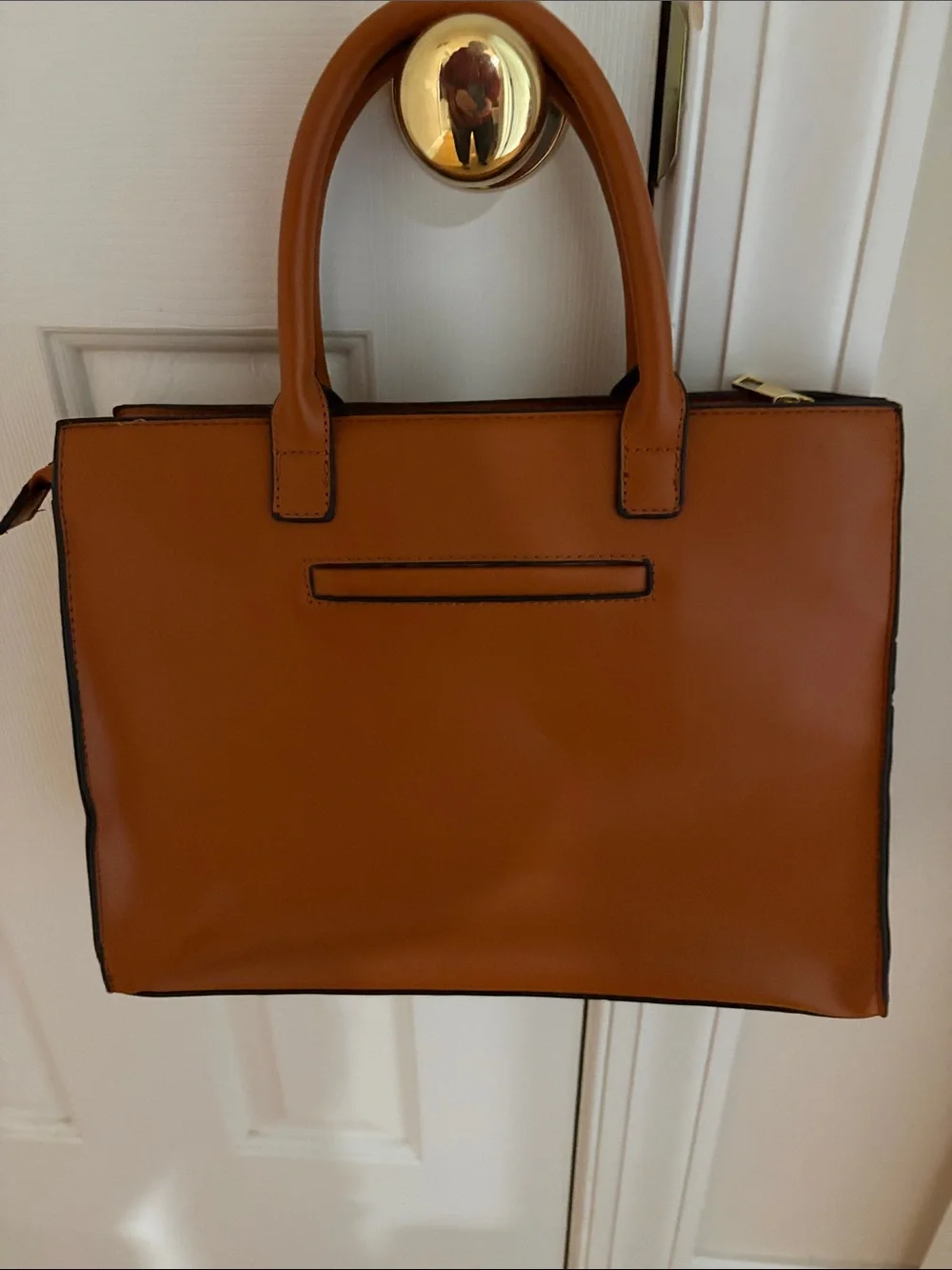 Vera Pelle Tan Croc-Embossed Leather Briefcase